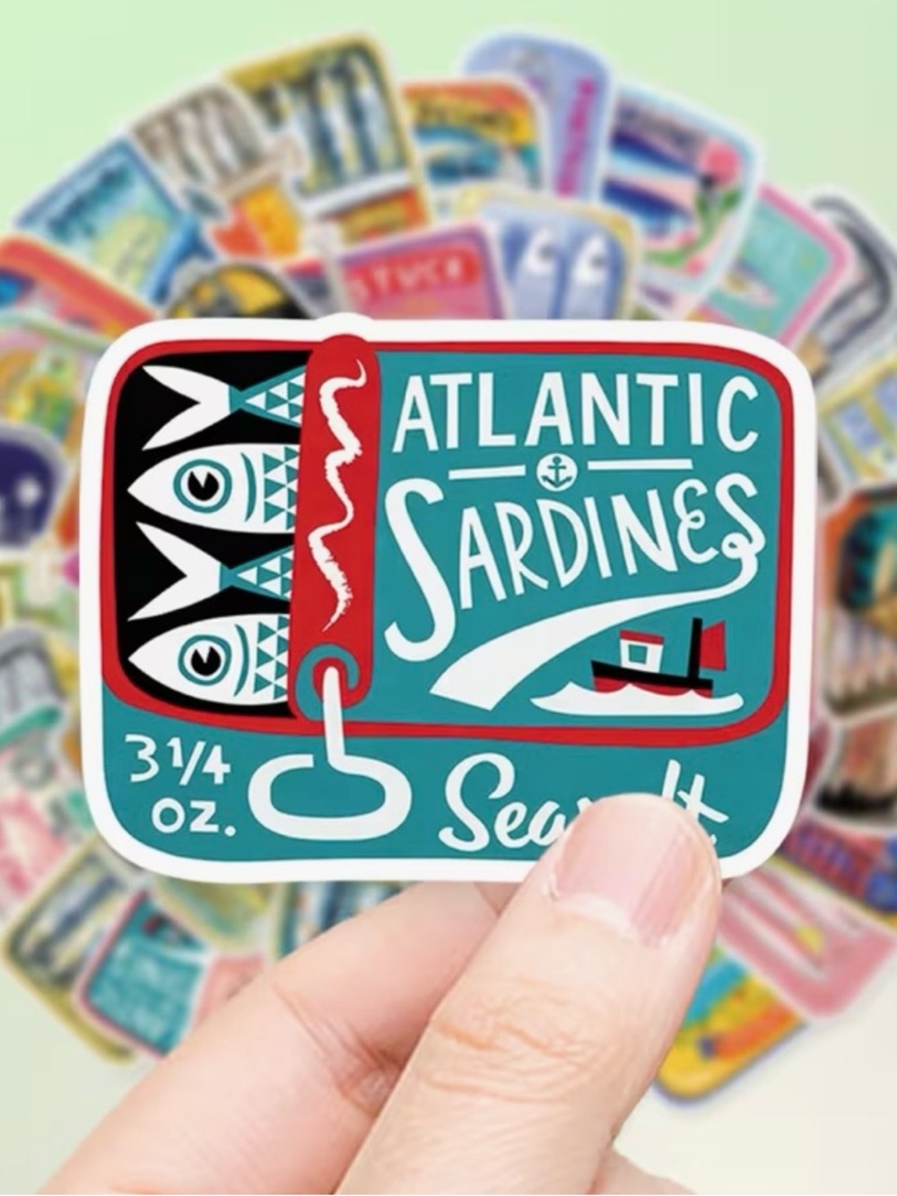 50 Sardines In Tin Can Stickers Italian Fish Decor Appetizers Fish Multi Colors